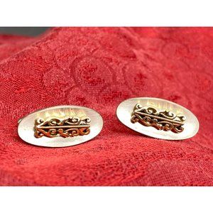 Vintage Swank Ornate Gold Tone Silver Tone Cufflinks